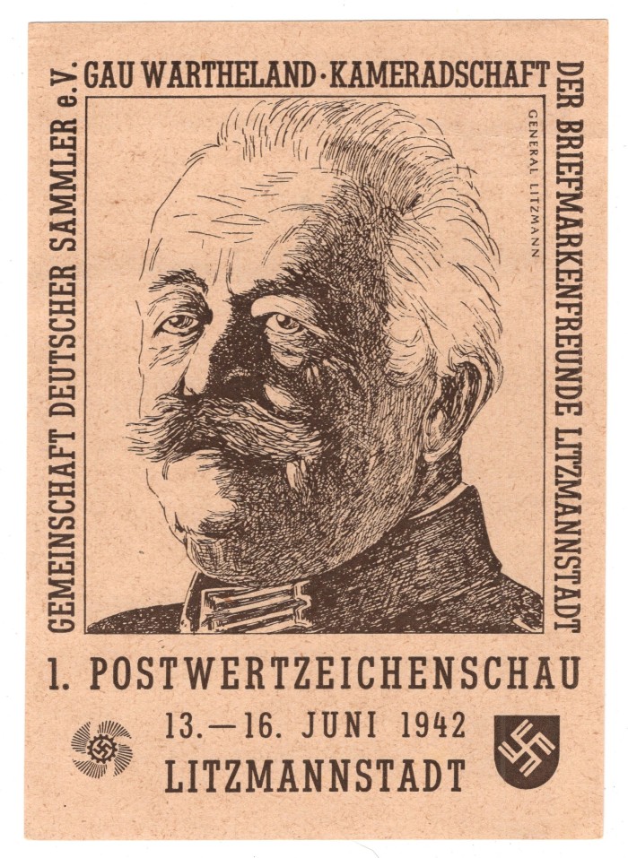 1. Postwertzeichenschau 13-16 Juni 1942 Litzmannstadt Postcard