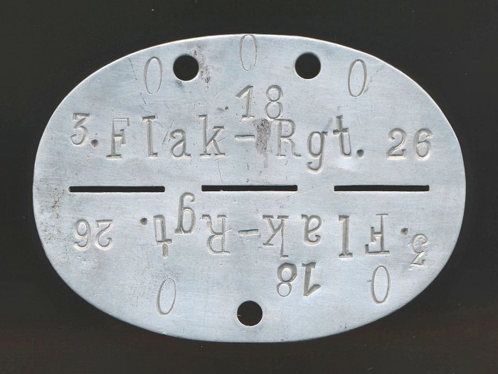 3rd Company Flak Regiment 26 Erkennungsmarke Disc