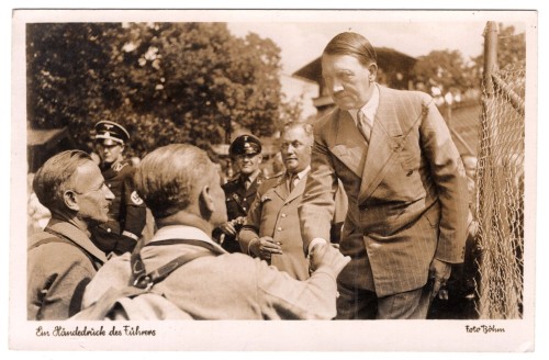 Adolf Hitler Meeting with Locals Postcard