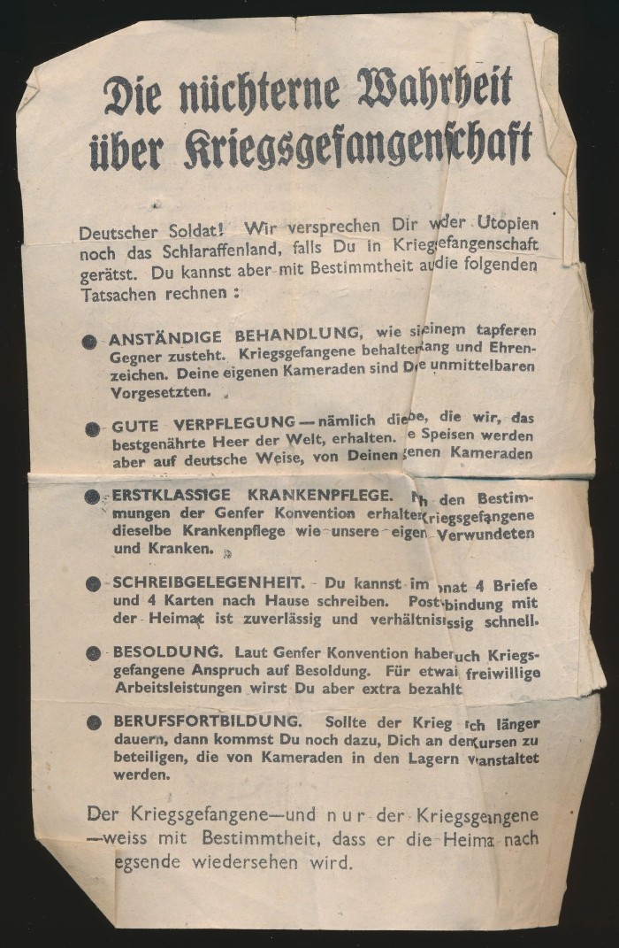 Allied Air Dropped Propaganda Leaflet