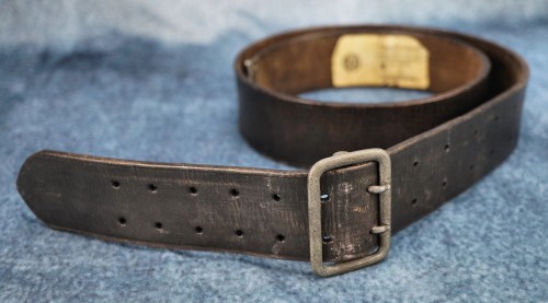 Black Leather Double Claw Belt & Buckle Set w/ RZM Tag