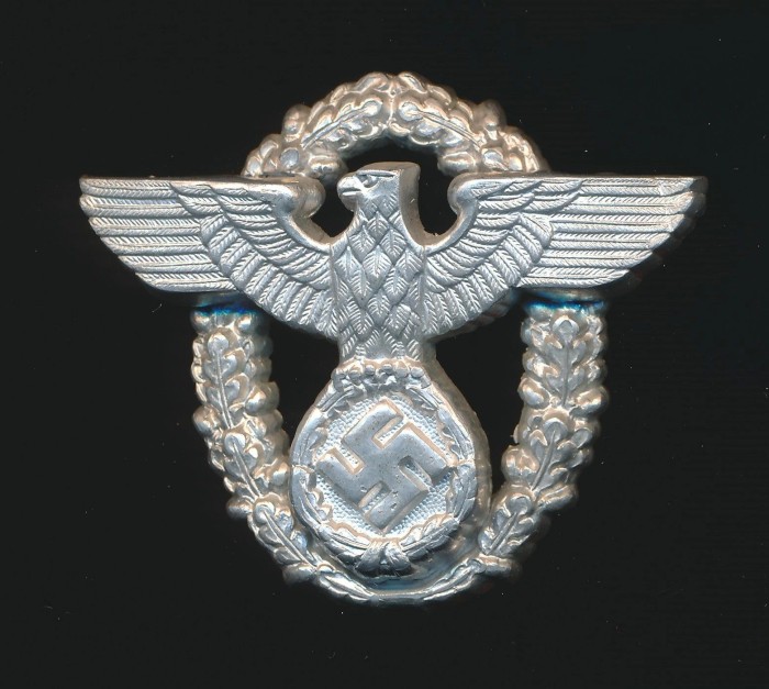 Deluxe 2 Piece Polizei Cap Eagle in Aluminum