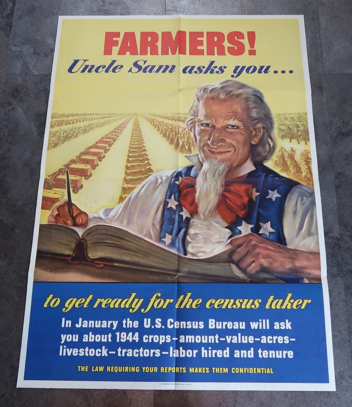 Farmers! Uncle Sam Asks You to Get Ready for the Census Taker Poster