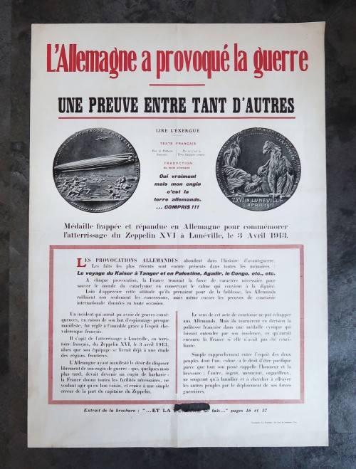 French WW1 L'allemagne a Provoqué la Guerre Poster