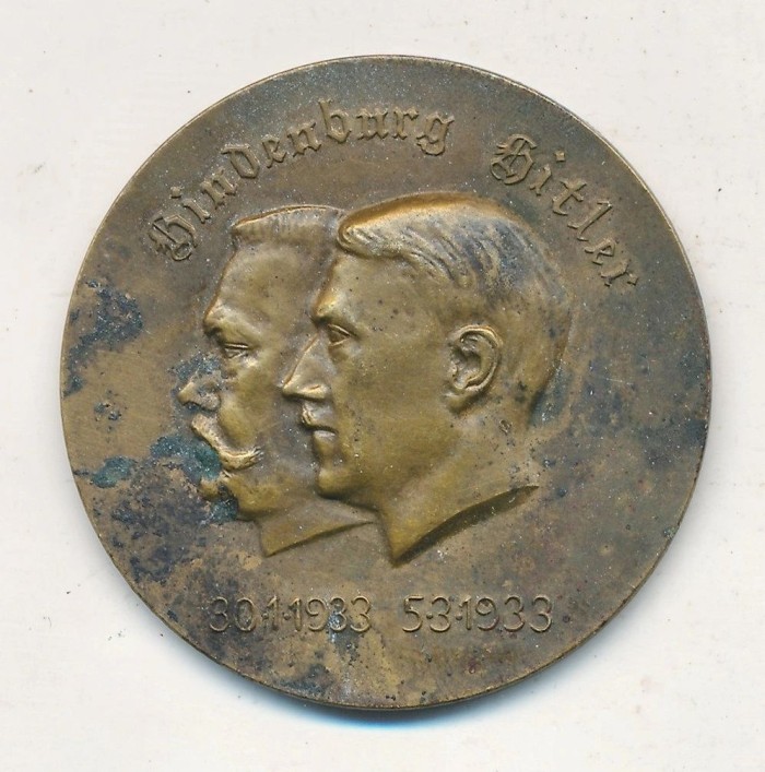 Hitler-Hindenburg 1933 Friendship Table Medal