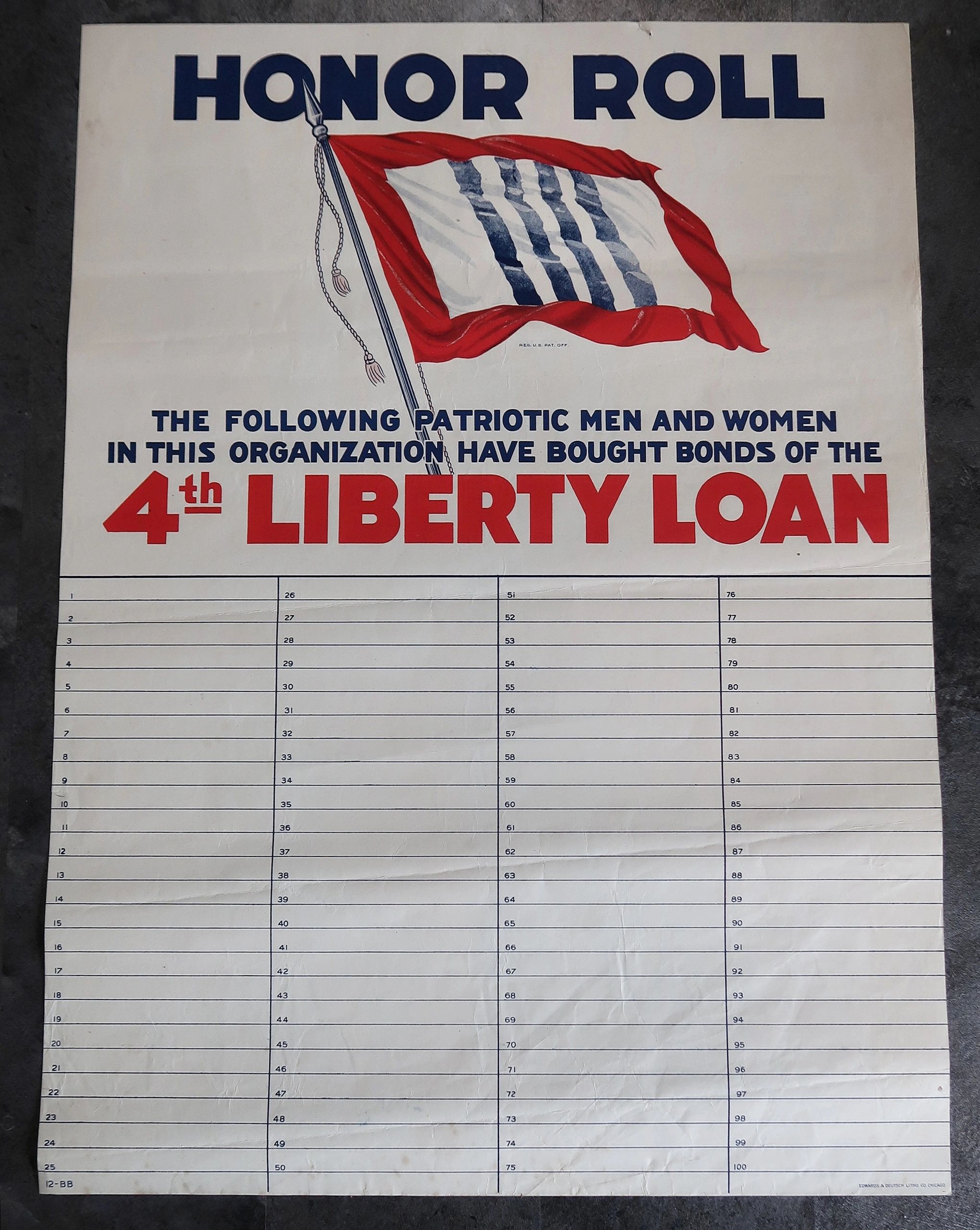 Honor Roll 4th Liberty Loan Poster