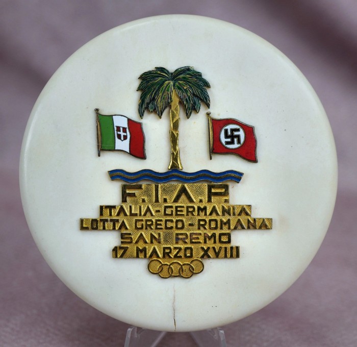 Italian German Greco-Roman Wrestling Event 1940 Table Award