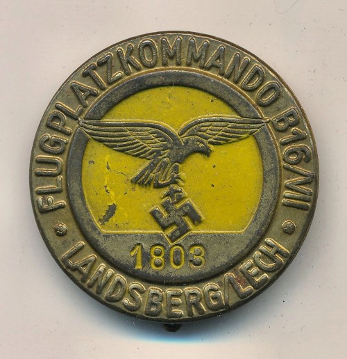 Luftwaffe Flugplatzkommando B16/VII Landsberg/Lech Airbase Badge