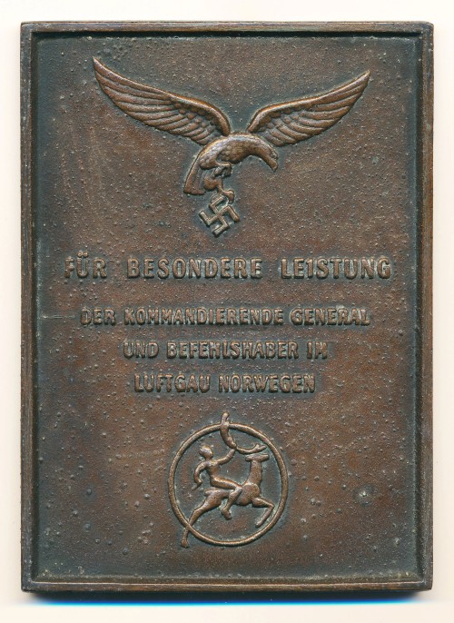 Luftwaffe Plaque for Special Achievement in Air District Norway