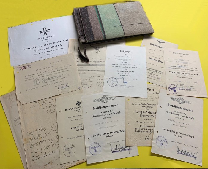 Luftwaffe Stuka Pilot Award Document & Photo Album Grouping