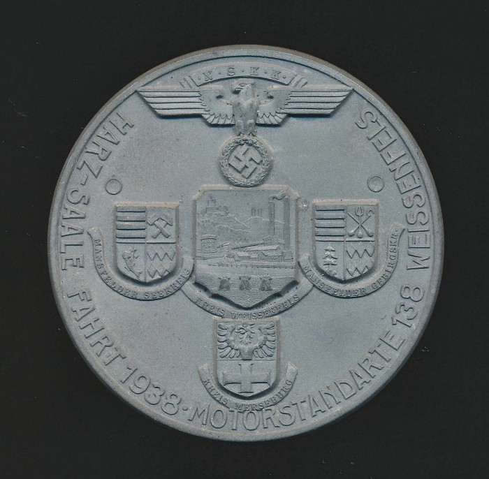 NSKK Harz Saale Fahrt 1938 Motorstandarte 138 Weissenfels Table Medal