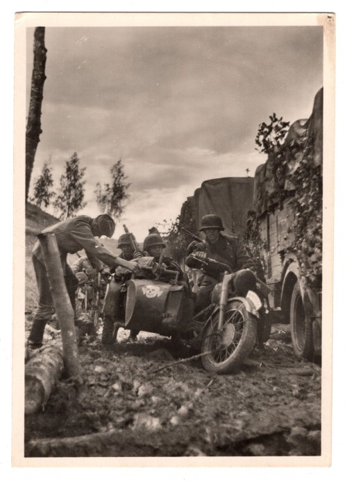 ON HOLD - SS Motorcycle Men Postcard