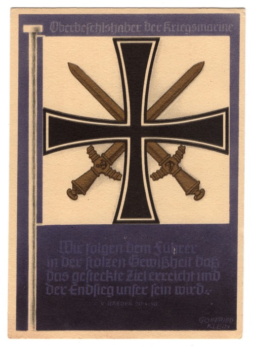 Oberbefelshaber des Kriegsmarine Standarte Postcard