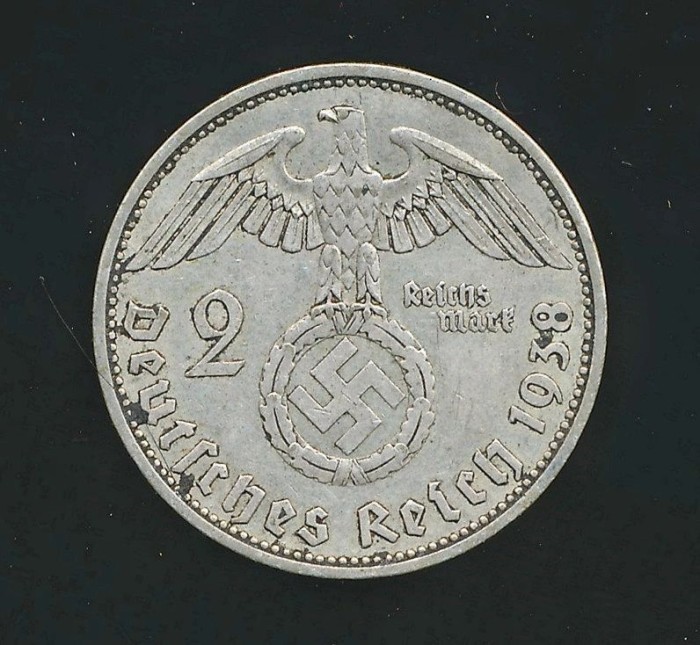 SOLD - 1938 Dated 2 Reichsmark Coin