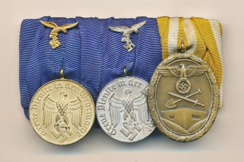 SOLD - 3 Place Luftwaffe Service Medal Bar