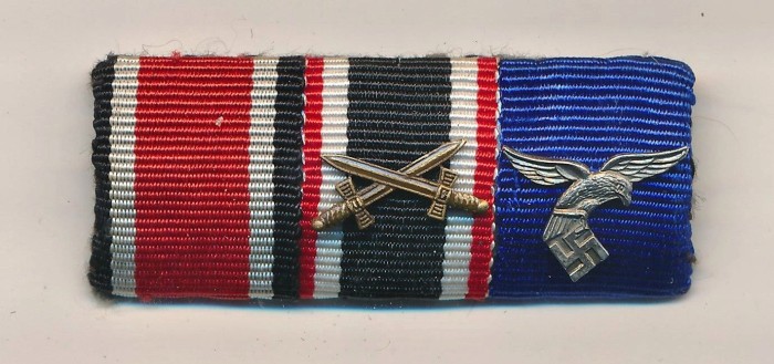 SOLD - 3 Place Luftwaffe Service Ribbon Bar