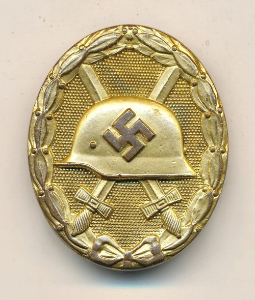 SOLD - 30 Marked Gold Wound Badge w/ Wide Pin