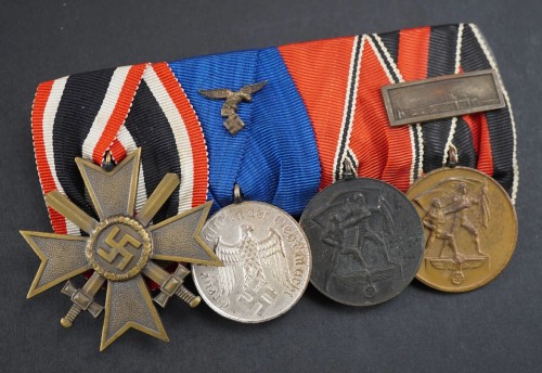 SOLD - 4 Place Luftwaffe Service Medal Bar