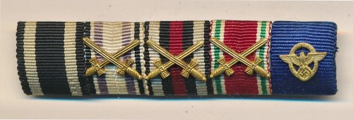 SOLD - 5 Place Third Reich era Polizei Service Ribbon Bar