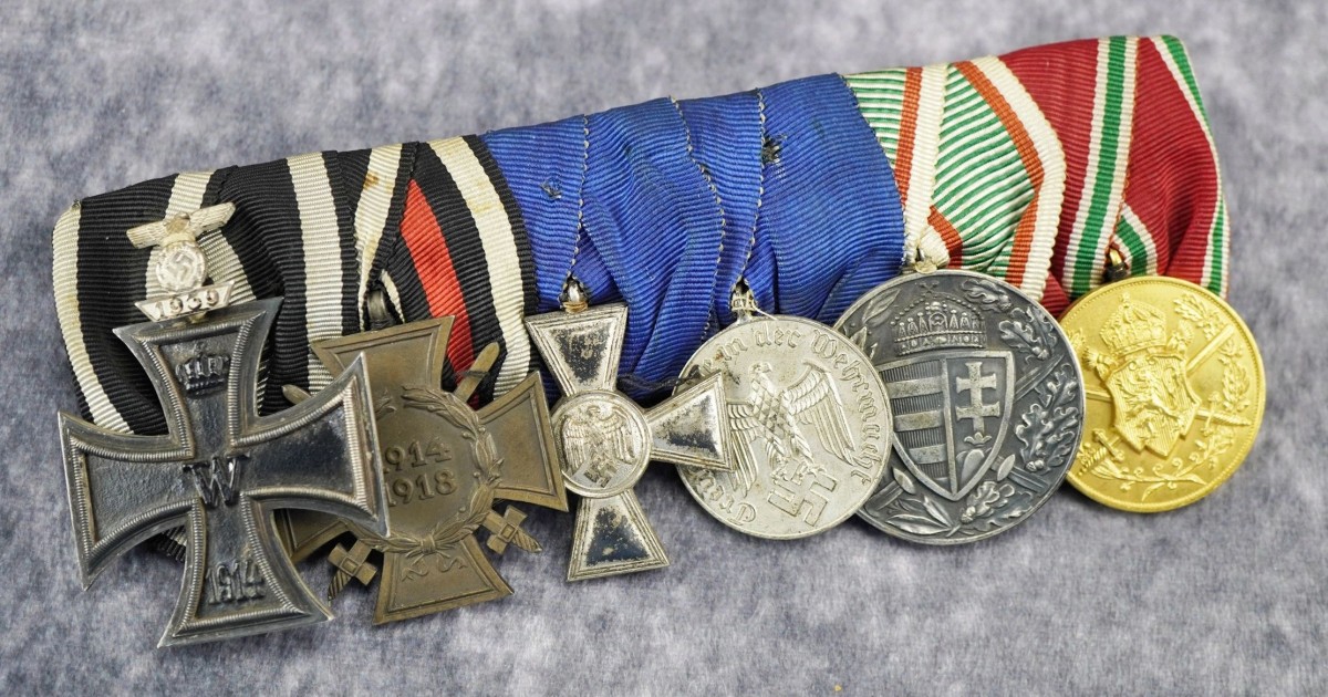 SOLD - 6 Place Wehrmacht Medal Bar w/ 2nd Class Spange & Maker Label