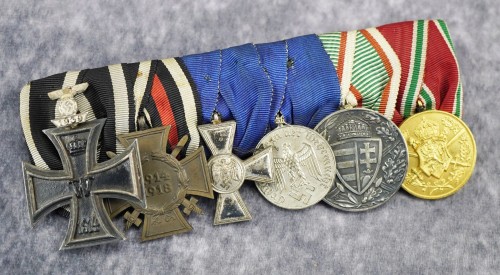 SOLD - 6 Place Wehrmacht Medal Bar w/ 2nd Class Spange & Maker Label