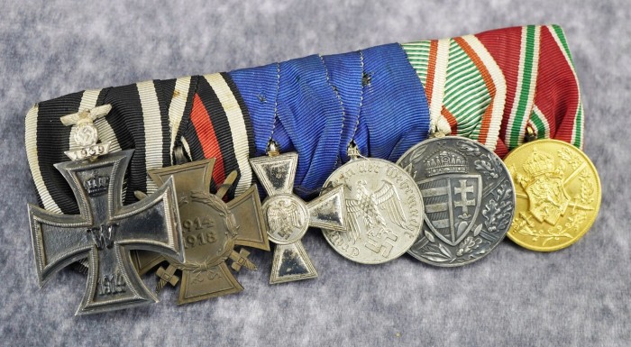 SOLD - 6 Place Wehrmacht Medal Bar w/ 2nd Class Spange & Maker Label