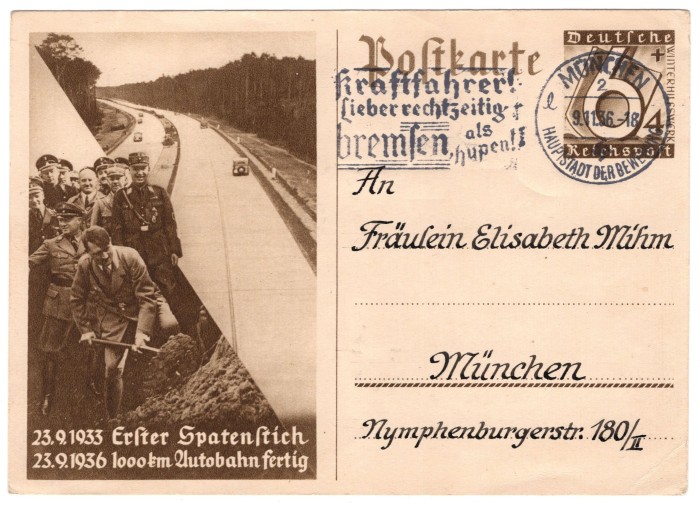 SOLD - Adolf Hitler Building the Autobahn Postcard