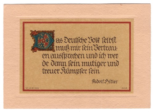 SOLD - Adolf Hitler Quote Postcard