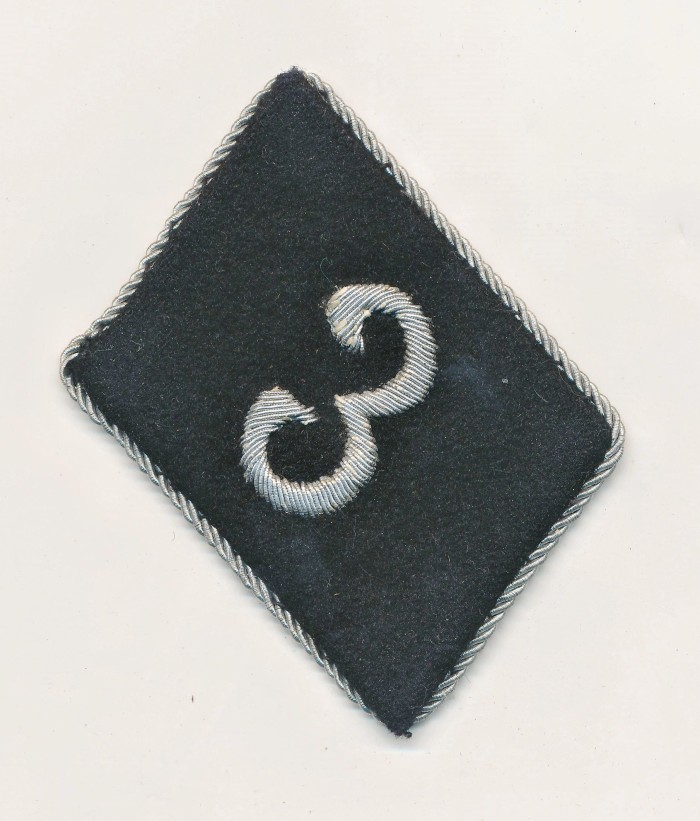 SOLD - Allgemeine SS 3.Fusstandarte Nürnberg Officer Collar Tab