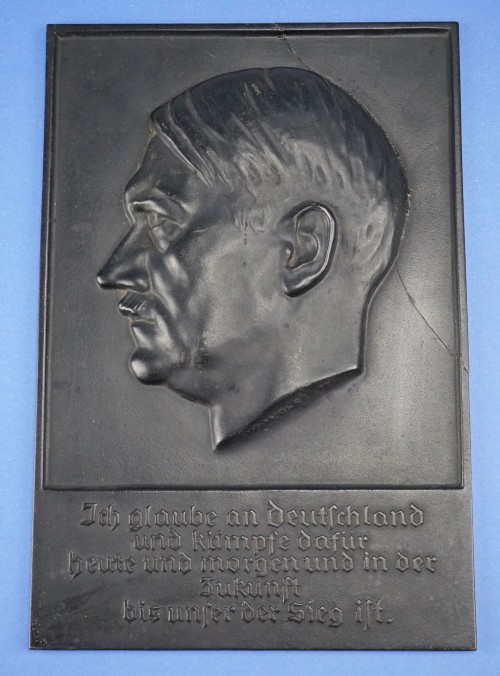 SOLD - Artist Signed Adolf Hitler Wall Plaque