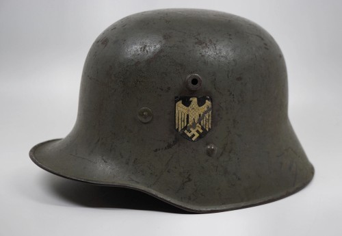 SOLD - Austrian M17 Heer Double Decal Transitional Helmet