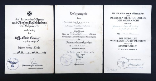 SOLD - Award Document Grouping to Panzer Grenadier Regiment 4