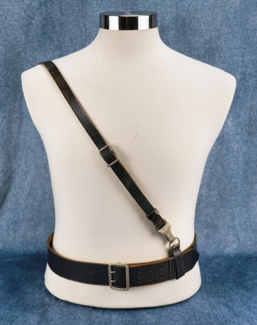 SOLD - Black Leather Cross Strap & Belt