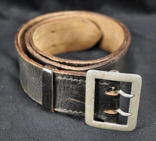 SOLD - Black Leather Double Claw Belt & Buckle Set