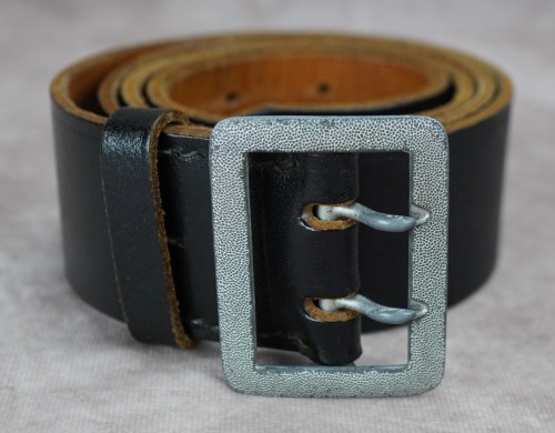 SOLD - Black Leather Double Claw Belt & Buckle Set