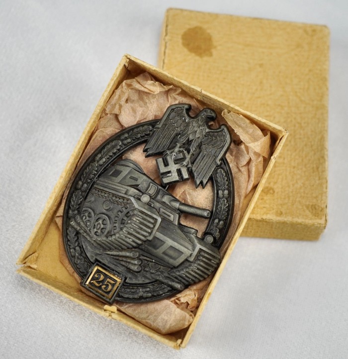 SOLD - Boxed 25 Panzer Assault Badge by Brehmer