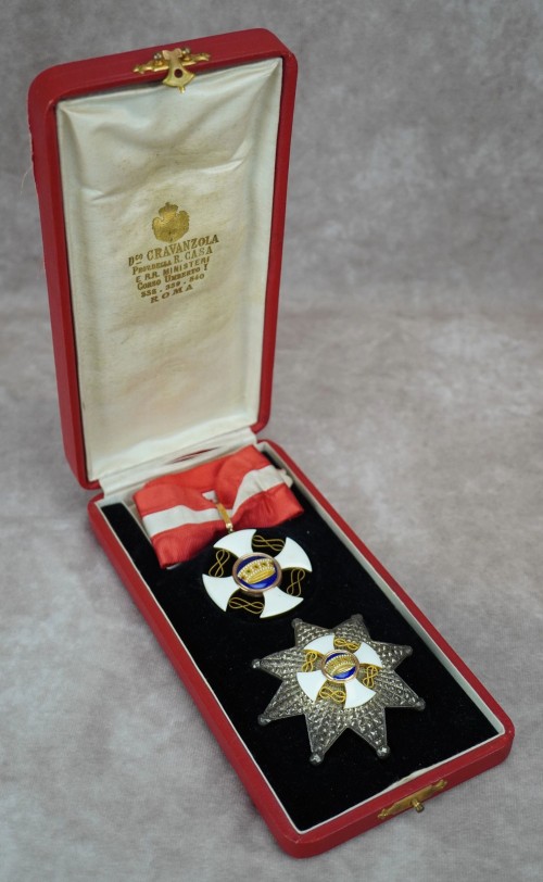 SOLD - Cased Italian Order of the Crown Grand Officer Breast Star & Neck Order Set