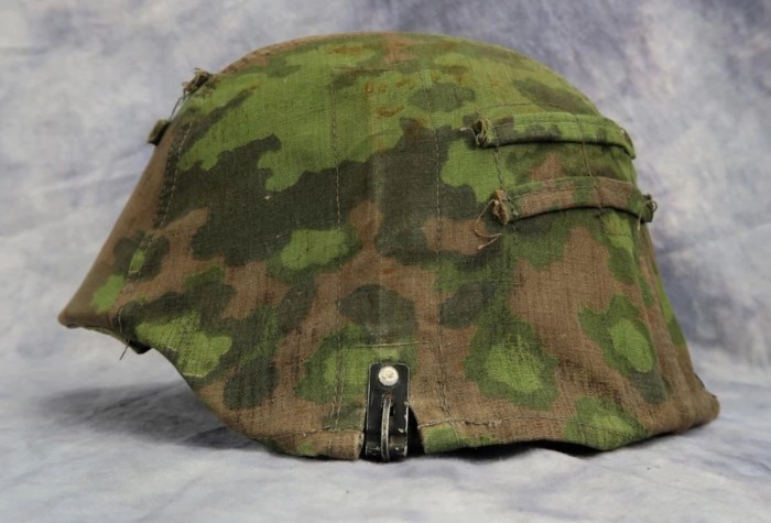 SOLD - Combat Worn Double Sided SS Oakleaf Camo Helmet Cover