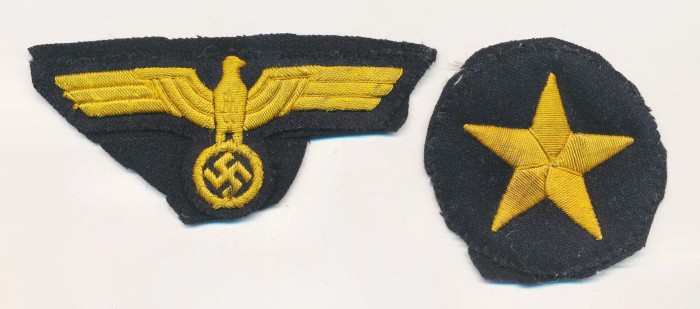 SOLD - Cut Off Kriegsmarine Officer Breast Eagle & Sleeve Star