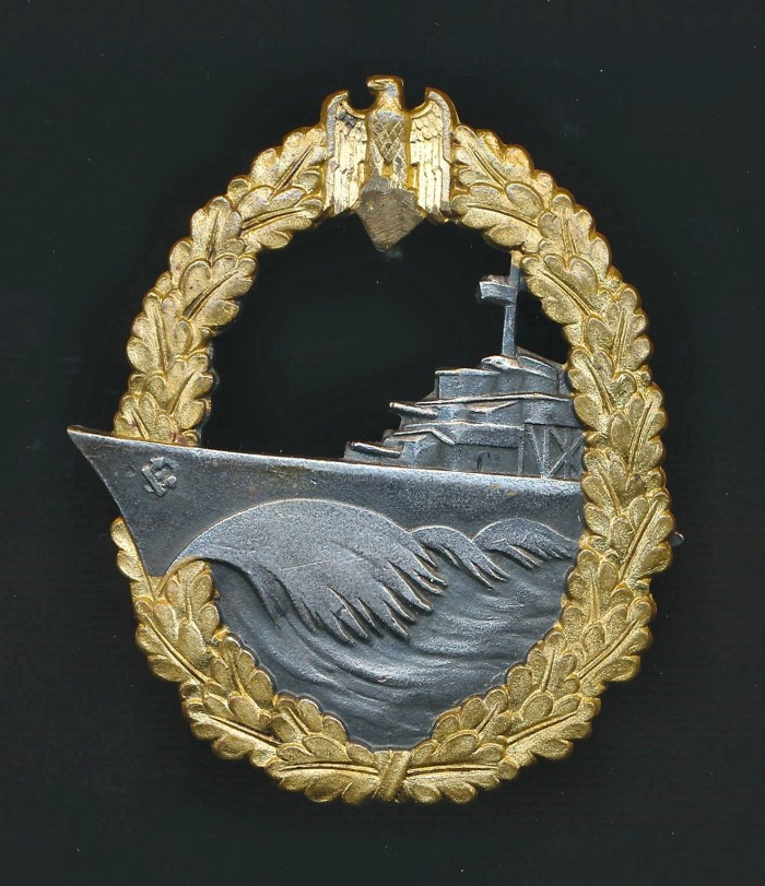 SOLD - Denazified Kriegsmarine Destroyer Badge by Schwerin