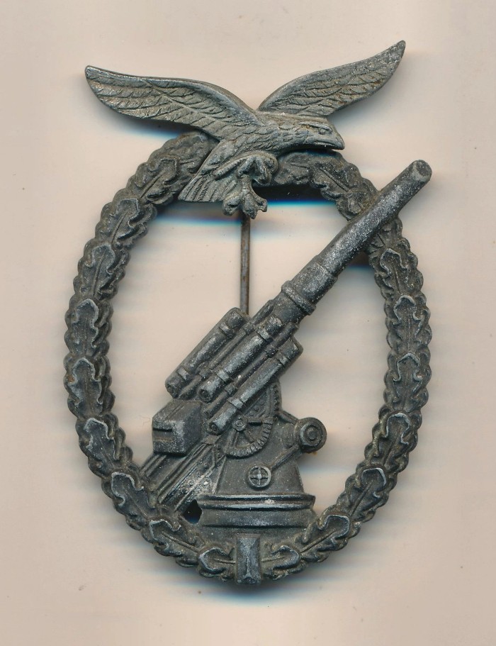 SOLD - Denazified Luftwaffe Flak Badge