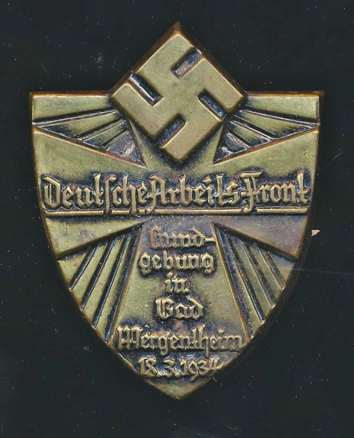 SOLD - Deutsche Arbeitsfront Mergensheim 1934 Tinnie