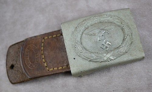 SOLD - Early Luftwaffe Droop-tail Belt Buckle w/ Leather Tab