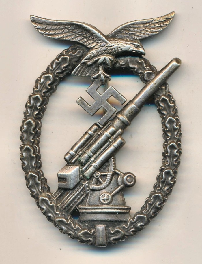 SOLD - Early Nickel Silver Luftwaffe Flak Badge