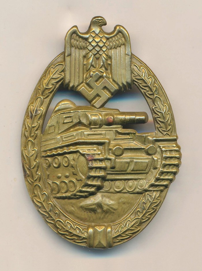 SOLD - Early buntmetal Panzer Assault Badge in Bronze by Schickle