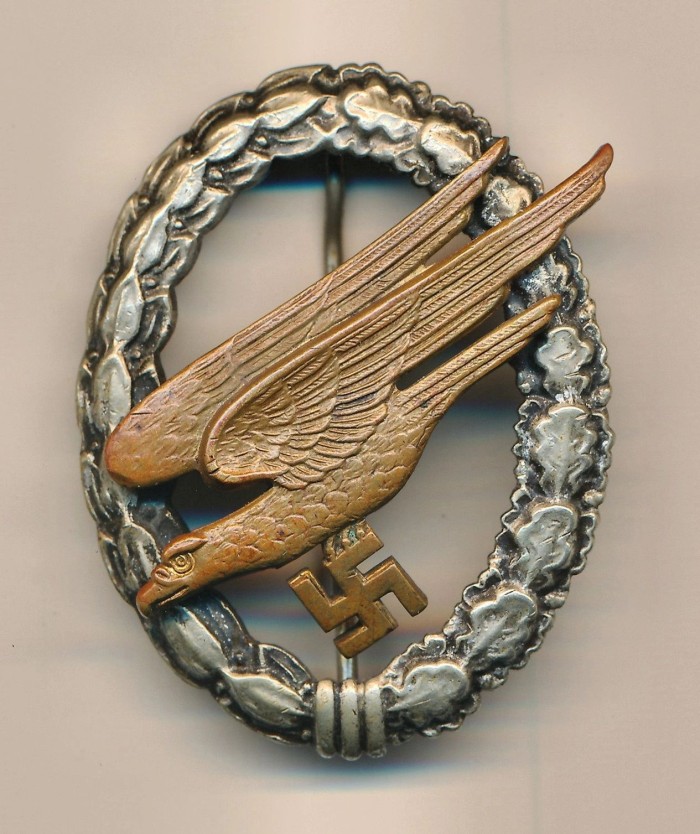 SOLD - Fallschirmjäger Badge in Tombak by Assmann