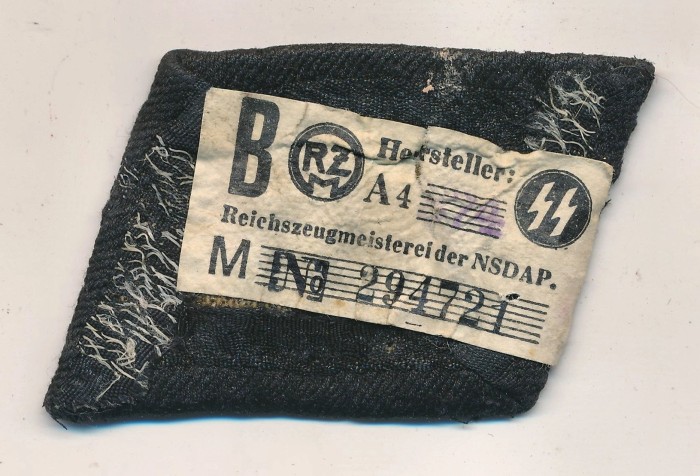 SOLD - Flatwire SS Totenkopf Collar Tab w/ RZM Tag - Image 2
