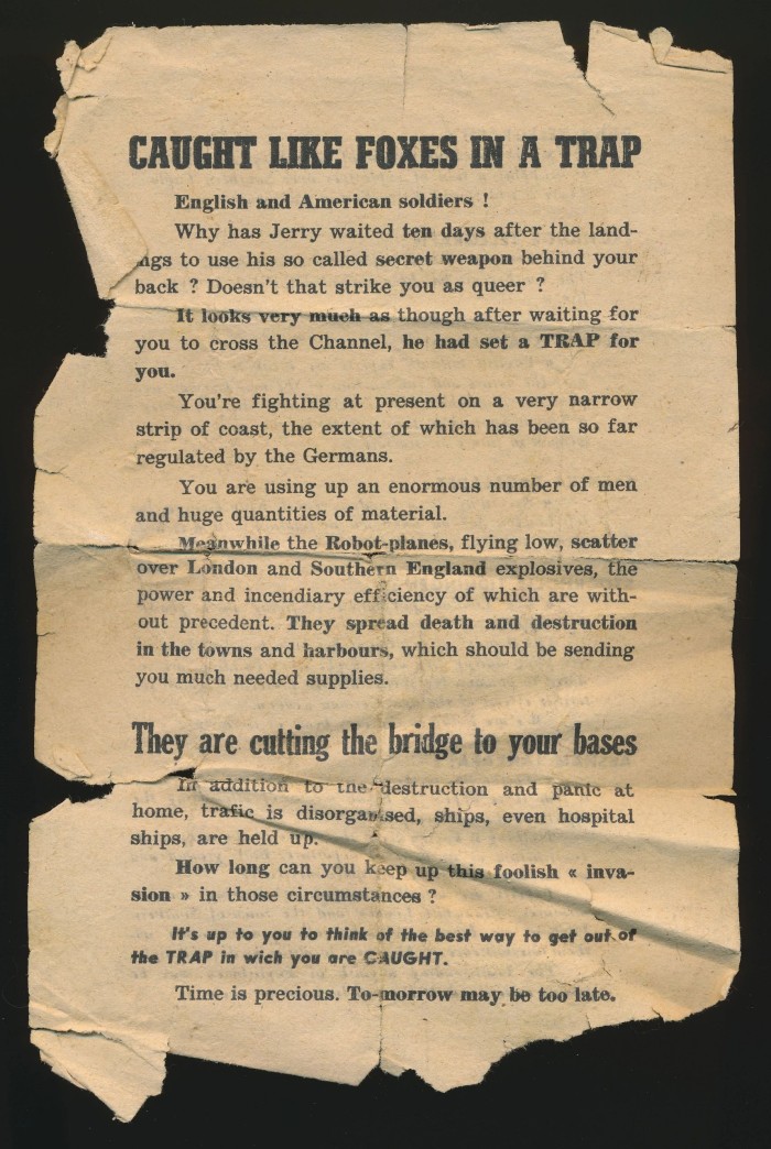 SOLD - German Air Dropped Propaganda Leaflet