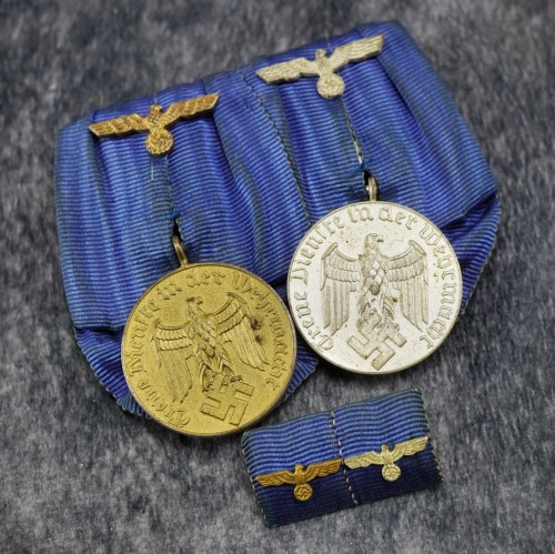 SOLD - Heer 2 Place Service Medal & Ribbon Bar Set