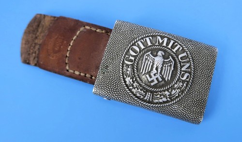 SOLD - Heer Buckle with 1939 leather tab produced by Richard Seiper